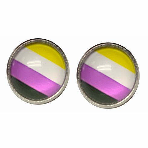 Earrings - Glass Cabochon Non-Binary