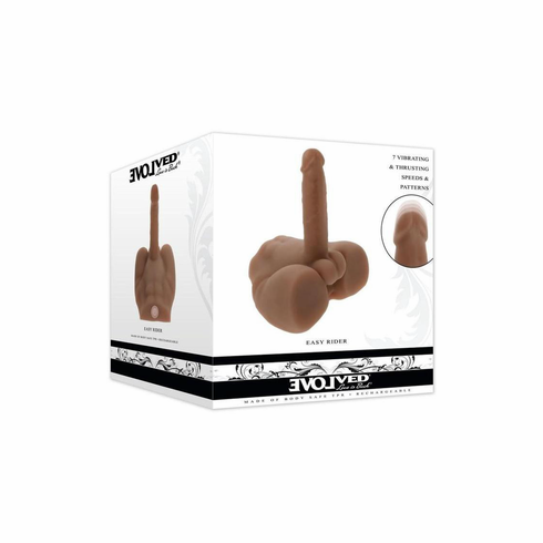 Easy Rider Thrusting Rechargeable Vibrator Brown 7" TPE/TPR/ABS