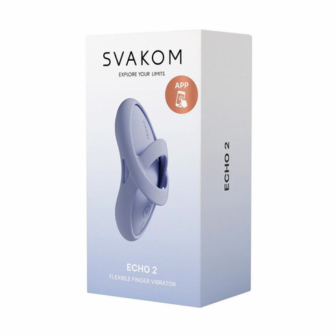 Echo 2 Rechargeable Silicone Heated Finger Vibrator Blue 3.5" Silicone