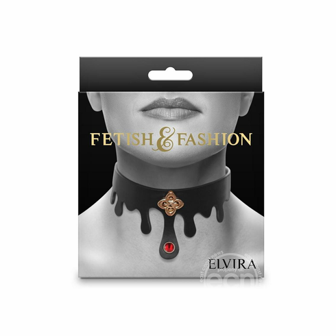 Elvira Collar Black/Gold Adjustable PU