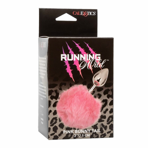 Faux Fur Bunny Tail and Metallic Anal Plug Pink 2.5" Aluminum