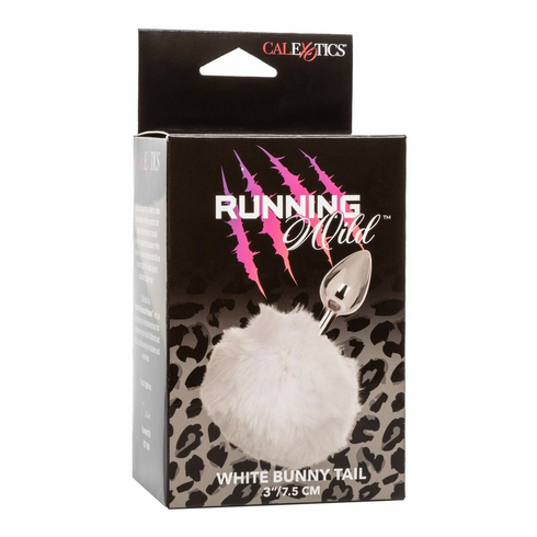 Faux Fur Bunny Tail and Metallic Anal Plug White 2.5" Aluminum