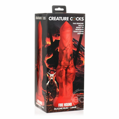 Fire Hound Silicone Dildo Red/Black 10" Silicone