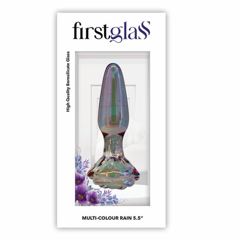 First Glass Rain Butt Plug Multicolor 5.5" Glass