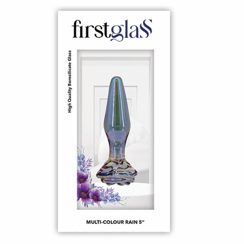 First Glass Rain Butt Plug Multicolor 5" Glass