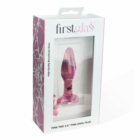 First Glass Trei Butt Plug Pink 3.25" Glass