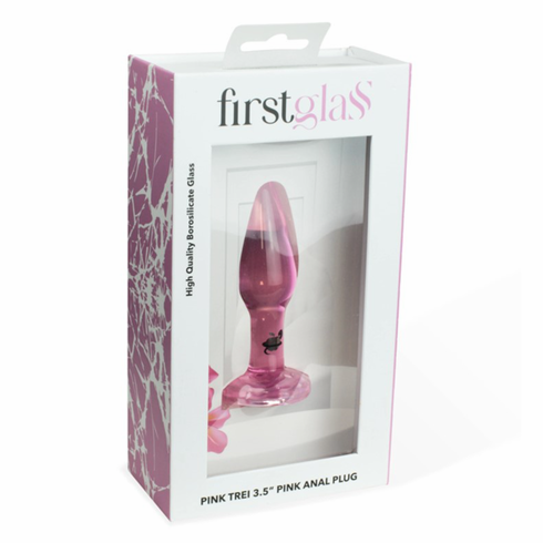 First Glass Trei Butt Plug Pink 3.5" Glass