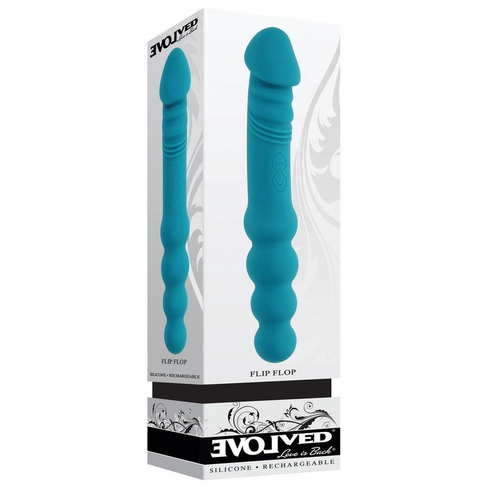 Flip Flop Rechargeable Silicone Dual End Vibrator  Blue 5.2" Silicone