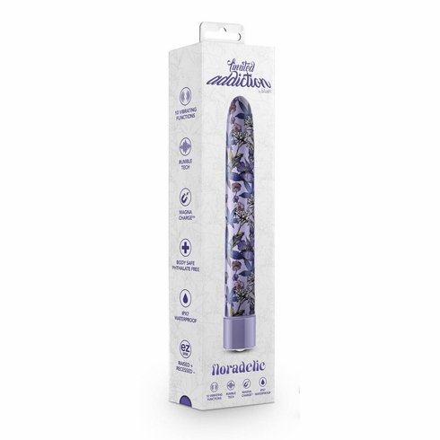 Floradelic Rechargeable Slimline Vibrator Purple 5.7" TPE/TPR/ABS