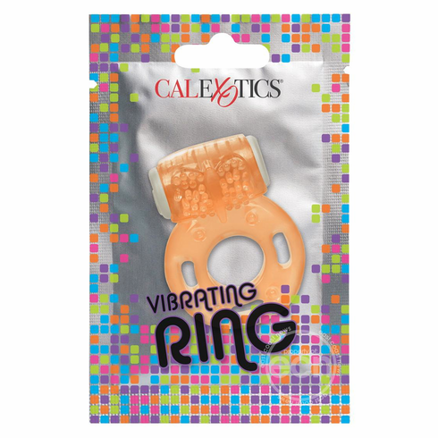 Foil Pack Vibrating Cock Ring Orange One Size TPE/TPR/ABS