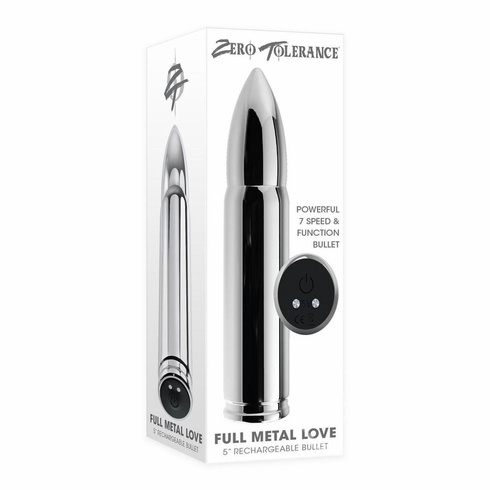 Full Metal Love Rechargeable Bullet Silver 5.9" Aluminum