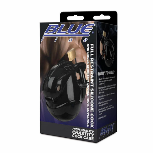 Full Restraint Silicone Cock and Balls Chastity Device Black One Size Silicone