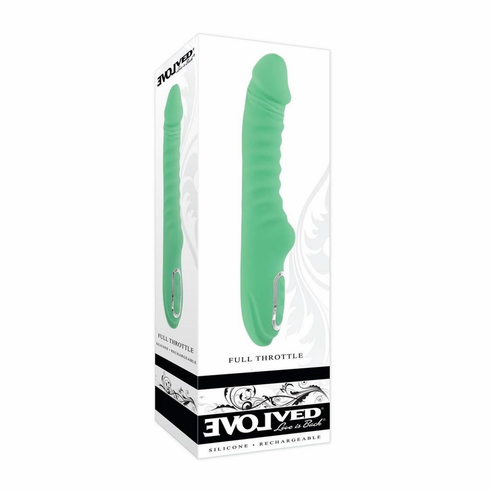 Full Throttle Rechargeable Silicone Warming Vibrator Green 5.7" Silicone