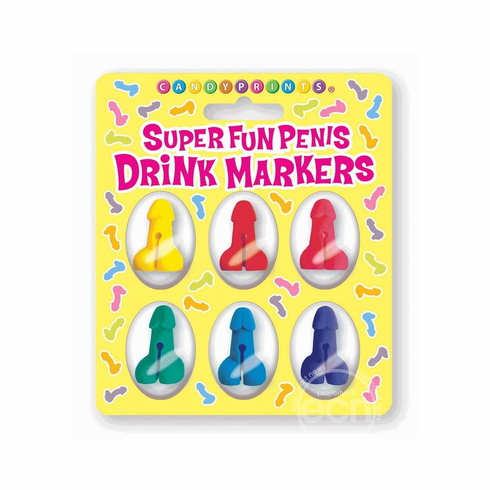 Fun Penis Cocktail Markers - 6/pk Rainbow