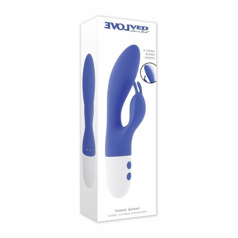 Funny Bunny Rechargeable Silicone Rabbit Vibrator 4.2" Blue