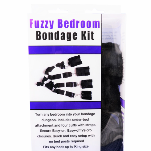 Fuzzy Bedroom Bondage Kit Black Adjustable PU