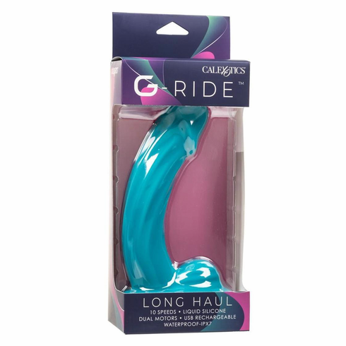 G-Ride Long Haul Rechargeable Silicone Vibrating Dildo Blue 6.7" Silicone