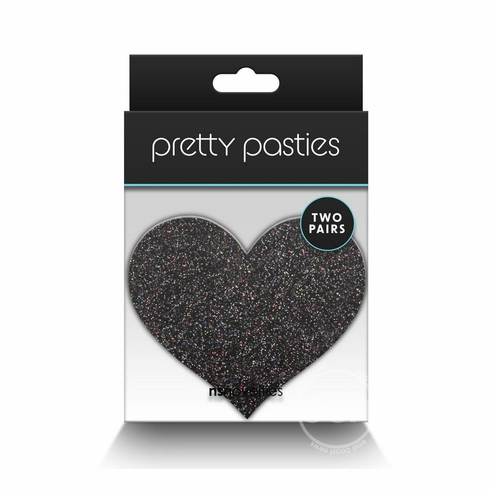 Glitter Hearts Pasties - Black/Gold 2 Pair