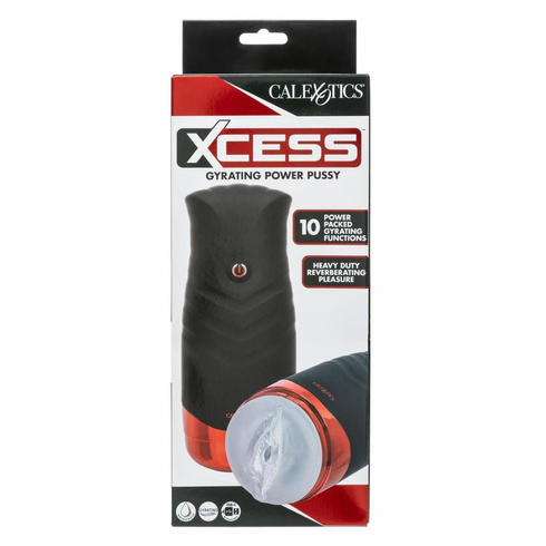 Gyrating Power Pussy Rechargeab Black 9.5" TPE/TPR/ABS