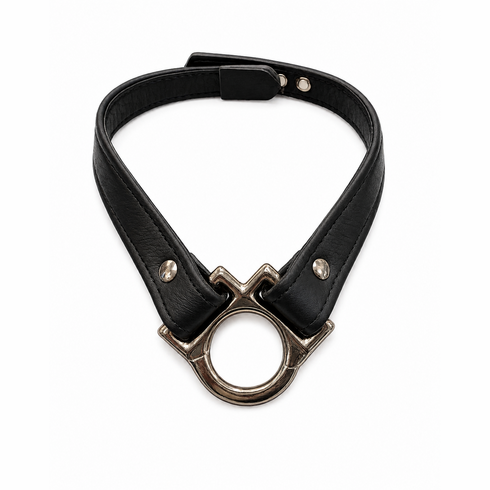 Handmade Leather Adjustable Drop Collar Black 20"