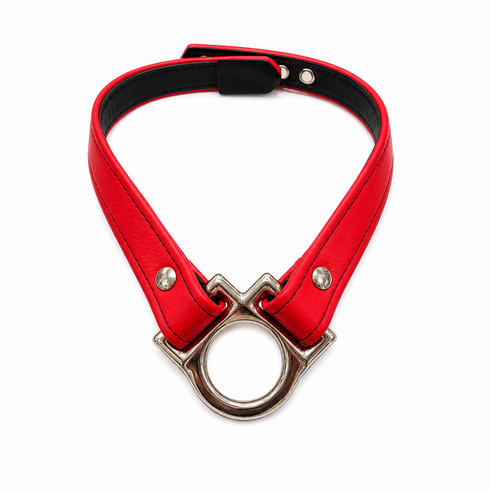 Handmade Leather Adjustable Drop Collar Red 20"
