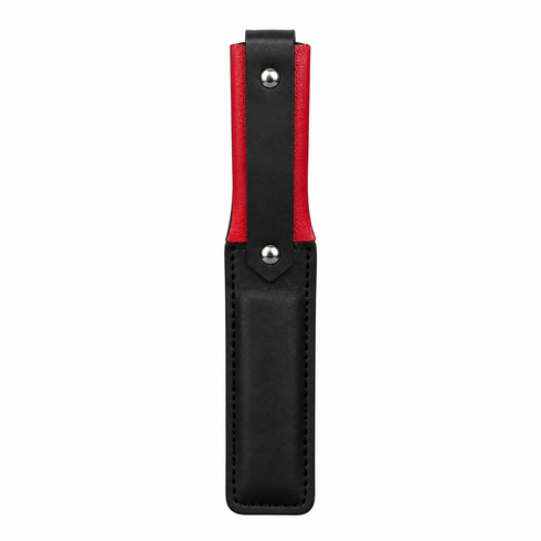 Handmade Leather Short Padded Paddle Strap Black & Red 14" x 2"