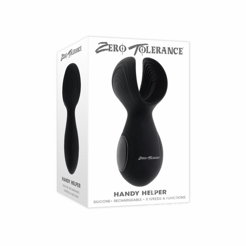 Handy Helper Rechargeable Silicone Stroker Black Adjustable TPE/TPR/ABS