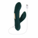 Heart of Gold Rechargeable Silicone Rabbit Vibrator 5" Green