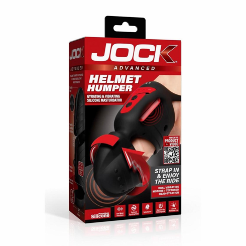 Helmet Humper Gyrating & Vibrating Rechargeable Silicone Masturbator 5.6" Black/Red