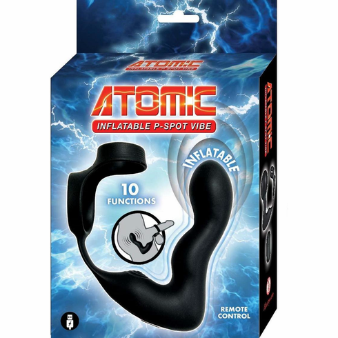 Inflatable P-Spot Rechargeable Silicone Prostate Stimulator with Remote Black 4.5" Silicone Remote