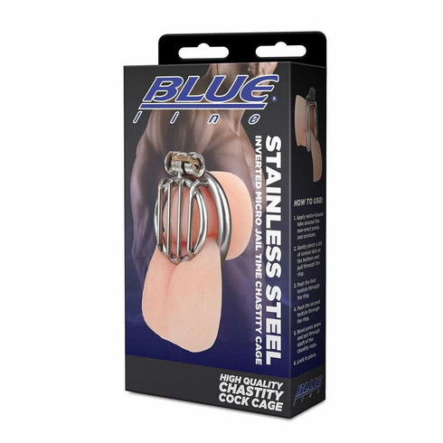 Inverted Micro Jail Time Chastity Cock Cage Silver One Size Stainless Steel