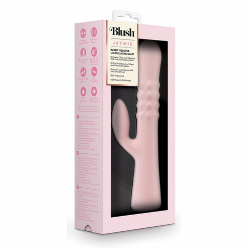 Jaymie Rechargeable Silicone Rabbit Vibrator Pink 5" Silicone