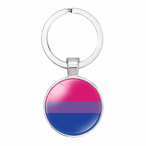 Key Chain - Glass Cabochon Bi