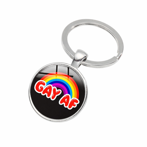 Key Chain - Glass Cabochon/Gay AF