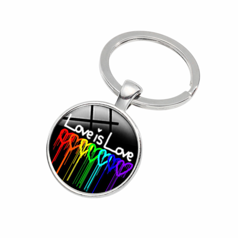 Key Chain - Glass Cabochon/Love Is Love