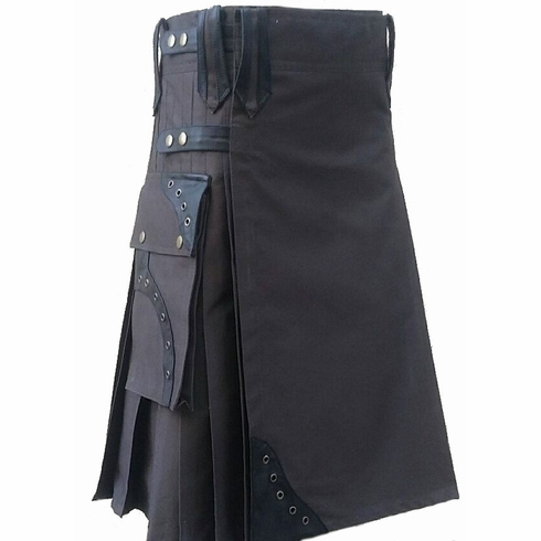 Kilts - Solid Colors with Leather Accents Green/Black
