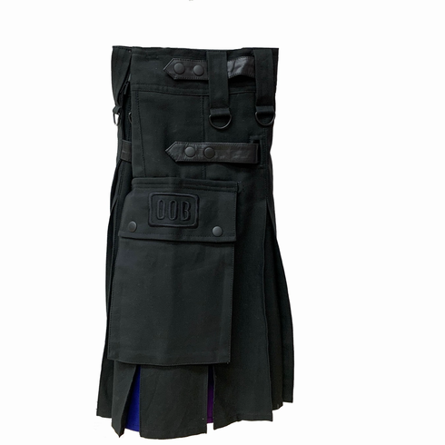Kilts - Solid Colors with Rainbow Inlets Black