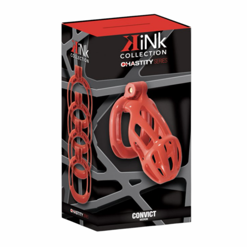 Kink Chastity Series Convict Cock Cage Orange M Resin
