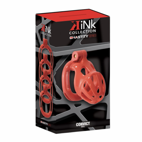 Kink Chastity Series Convict Cock Cage Orange S Resin