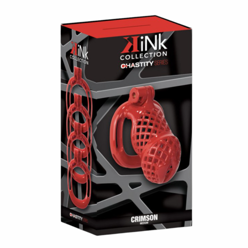 Kink Chastity Series Crimson Cock Cage Red M Resin