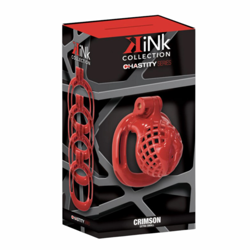 Kink Chastity Series Crimson Cock Cage Red XS Resin