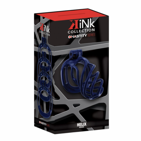 Kink Chastity Series Helix Cock Cage Blue M Resin