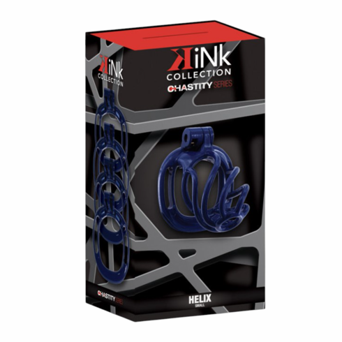 Kink Chastity Series Helix Cock Cage Blue S Resin