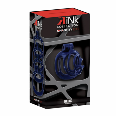 Kink Chastity Series Helix Cock Cage Blue XS Resin