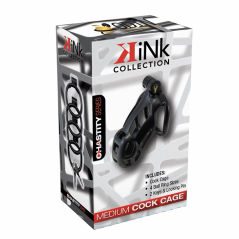 Kink Chastity Series Original Locking Cock Cage Black M Resin
