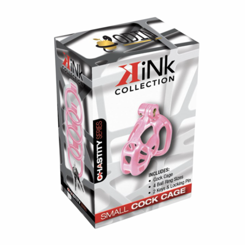 Kink Chastity Series Original Locking Cock Cage Pink S Resin