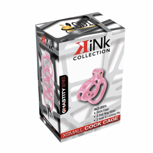 Kink Chastity Series Original Locking Cock Cage Pink XS Resin