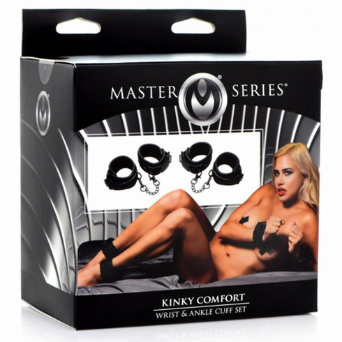 Kinky Comfort Wrist & Ankle Cuff Set Black Adjustable