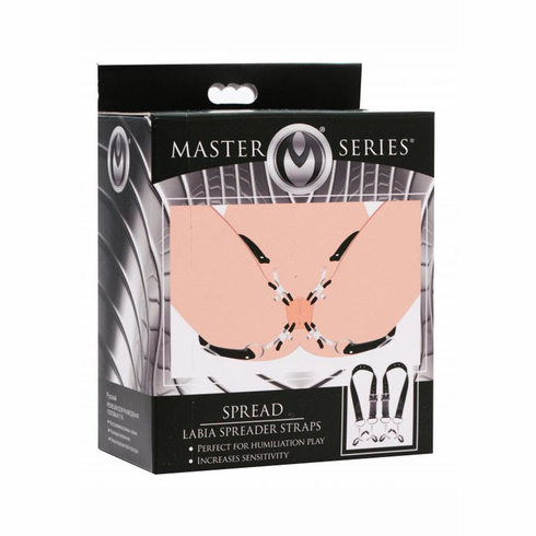 Labia Spreader Straps with Clitoral Clamps Black Adjustable