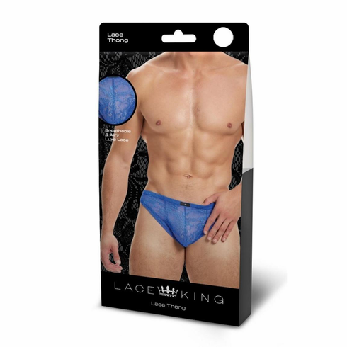 Lace King Lace Thong Blue
